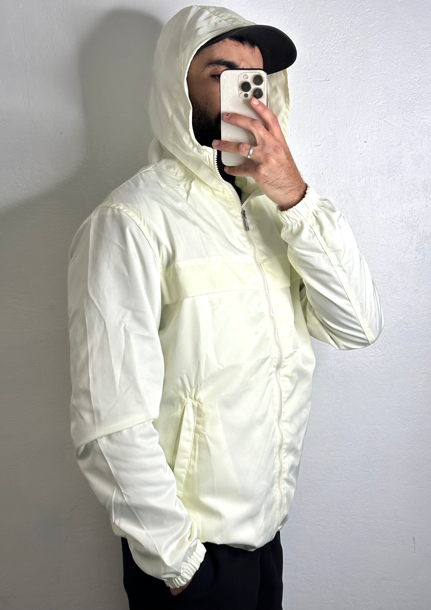 Loose K-Way Jacket - ICE WHITE