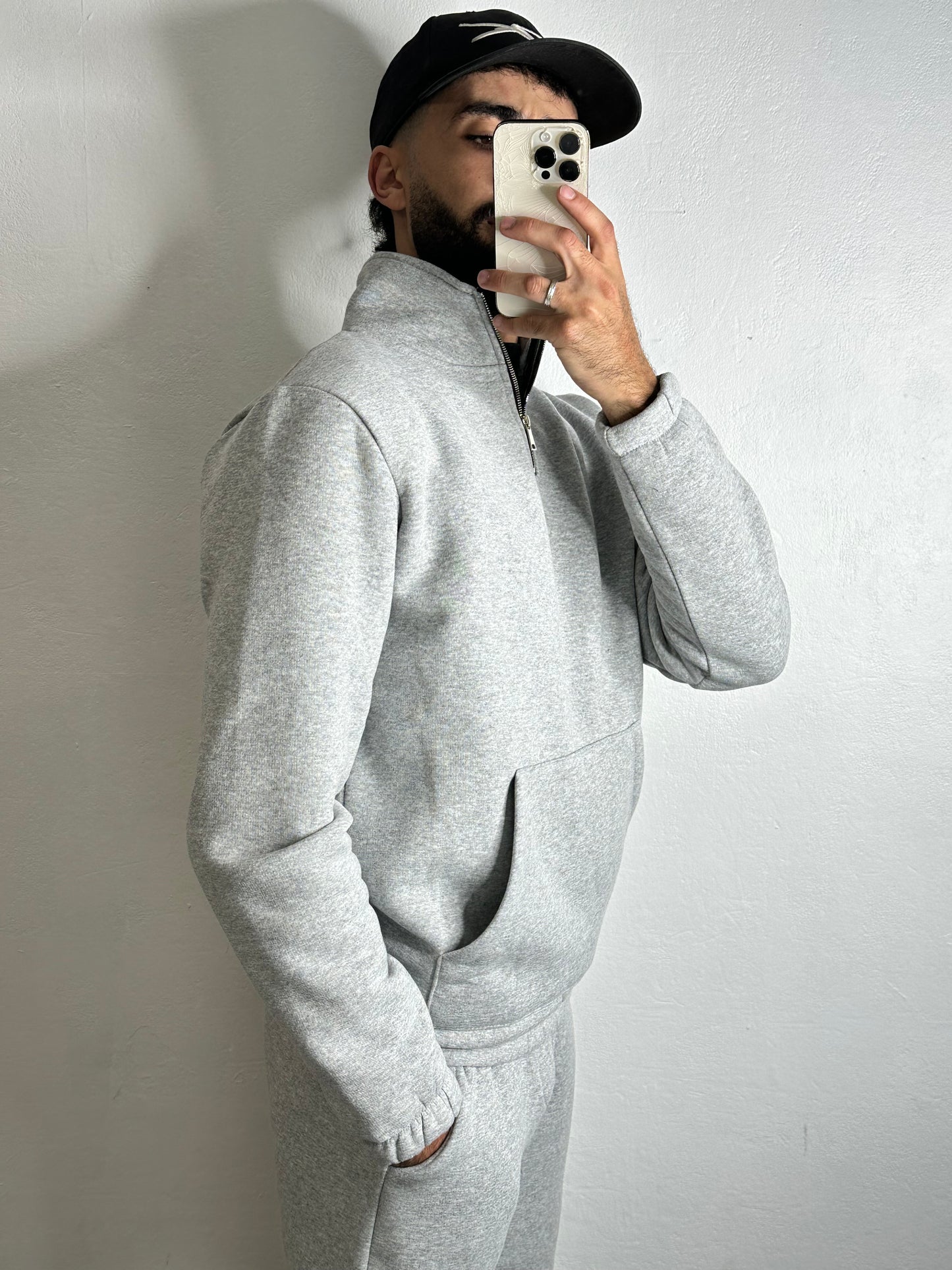 High Neck Casual Joggers - Gray