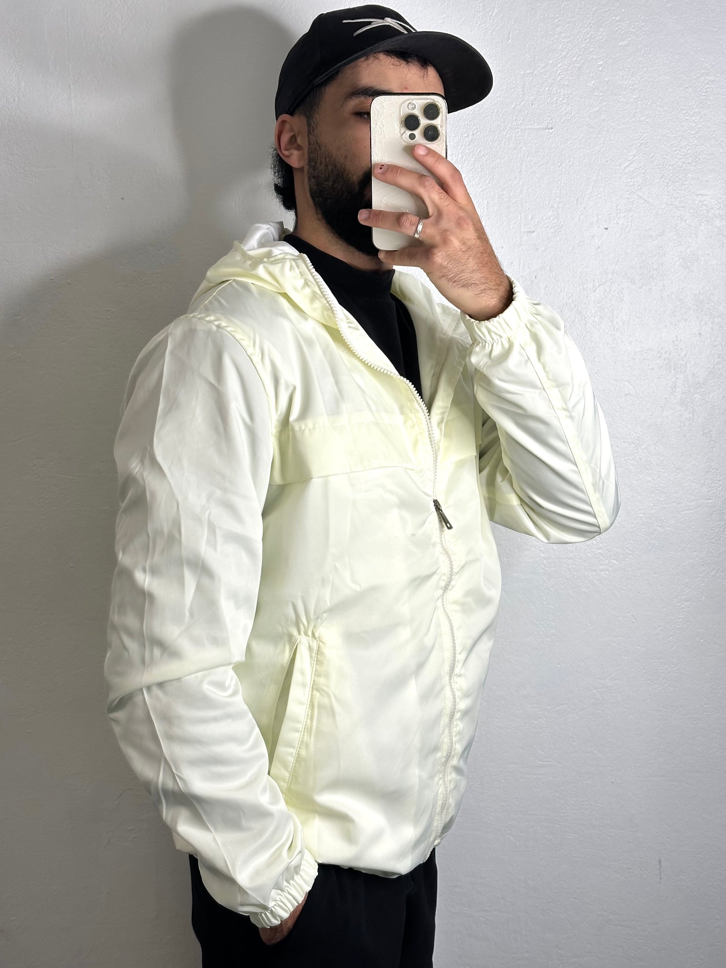Loose K-Way Jacket - ICE WHITE