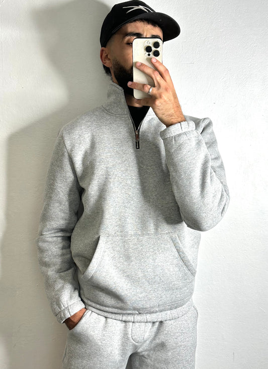 High Neck Casual Joggers - Gray