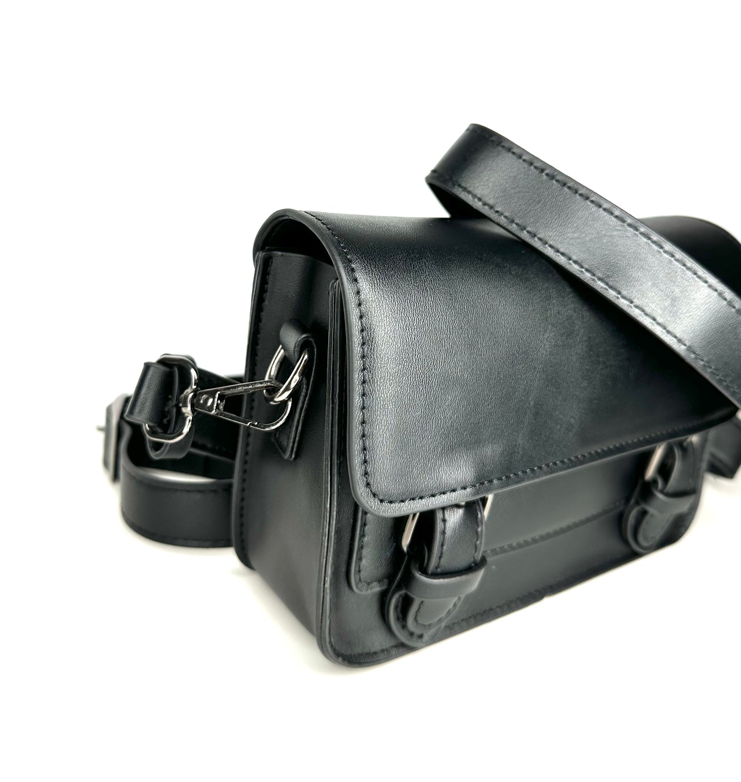 Bolso bandolera de piel - Negro