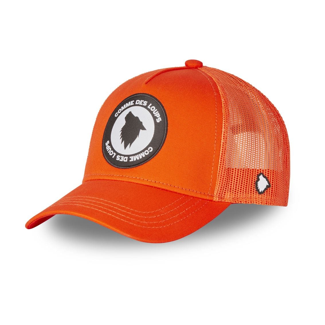 Casquette 'comme des loups' orange avec logo cercle de Line White - éclat et singularité.