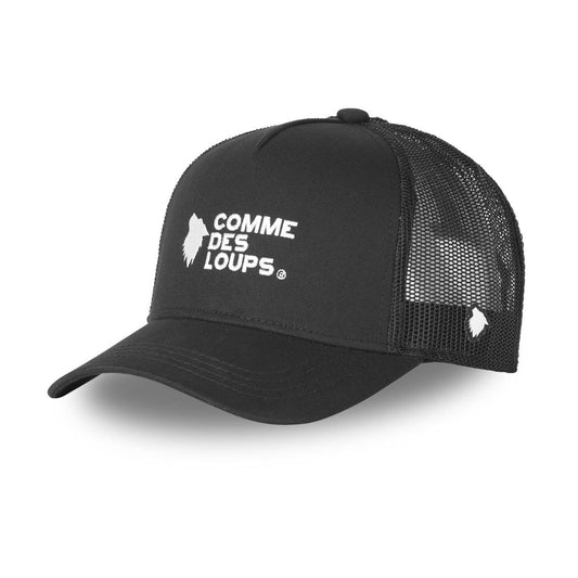 Casquette 'comme des loups' noire de Line White - élégance audacieuse.